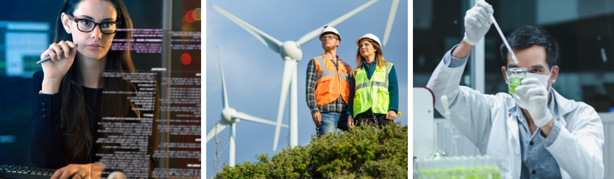 Tech, renewable and science job sectors
