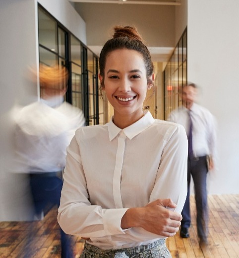 Young business woman smiling